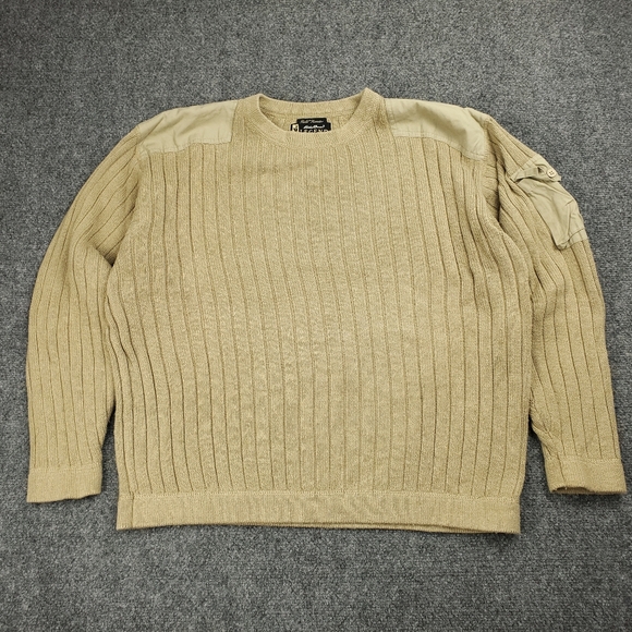 Vintage 90s Eddie Bauer Legend Field Sweater Mens Medium Commando Safari Beige - Picture 8 of 8
